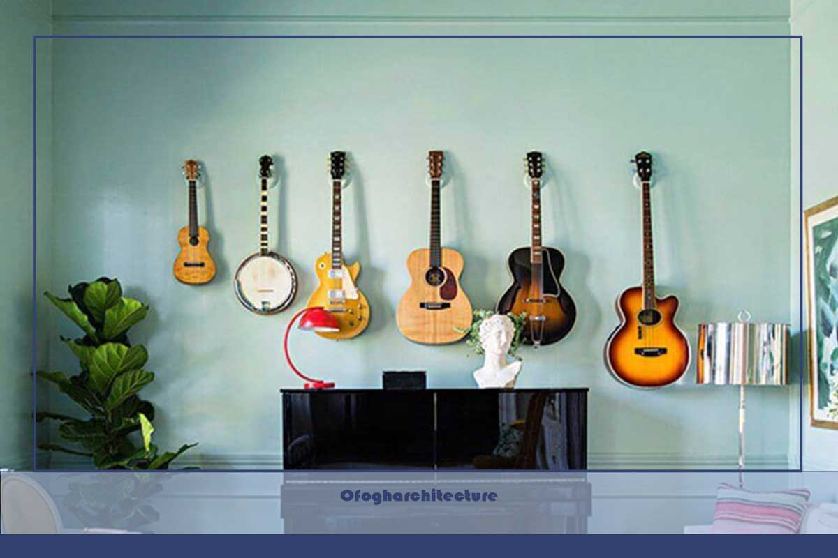 گیتار و آلات موسیقی به عنوان اکسسوری دکورایتیو دیوار
